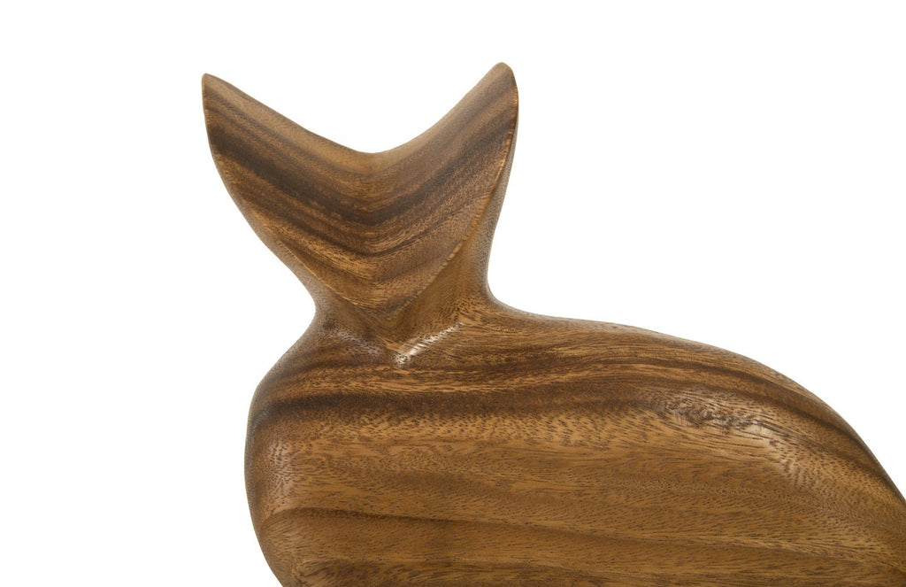 Sitting Cat Sculpture, Chamcha Wood, Natural