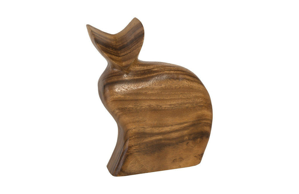 Sitting Cat Sculpture, Chamcha Wood, Natural