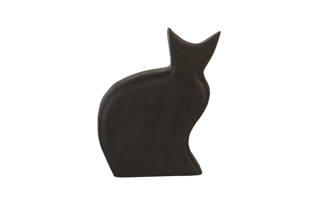 Sitting Cat Sculpture, Chamcha Wood, Burnt, Black