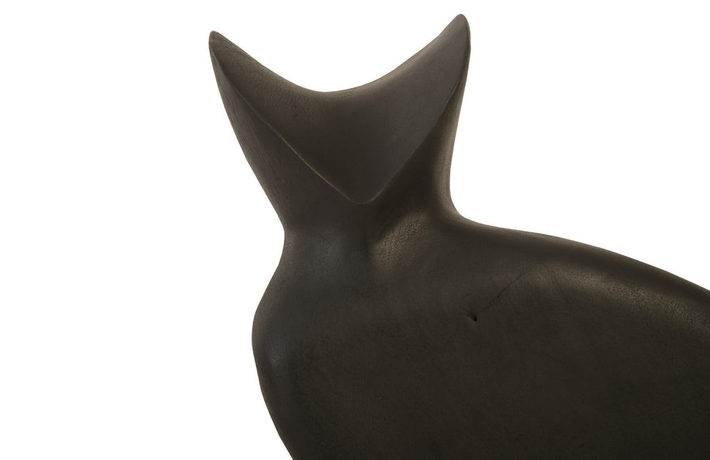 Sitting Cat Sculpture, Chamcha Wood, Burnt, Black