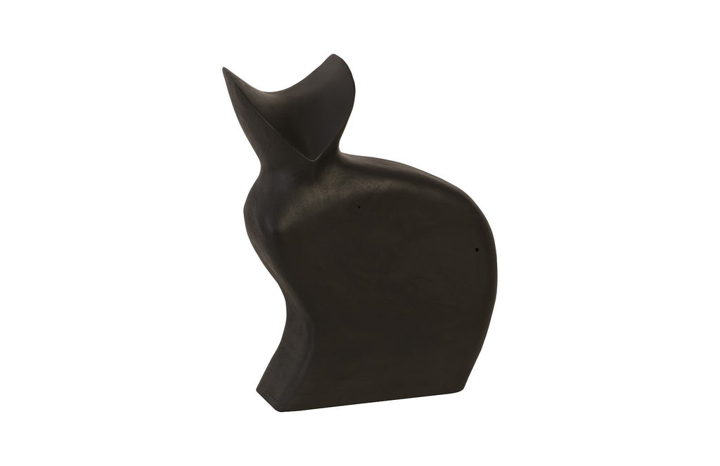 Sitting Cat Sculpture, Chamcha Wood, Burnt, Black