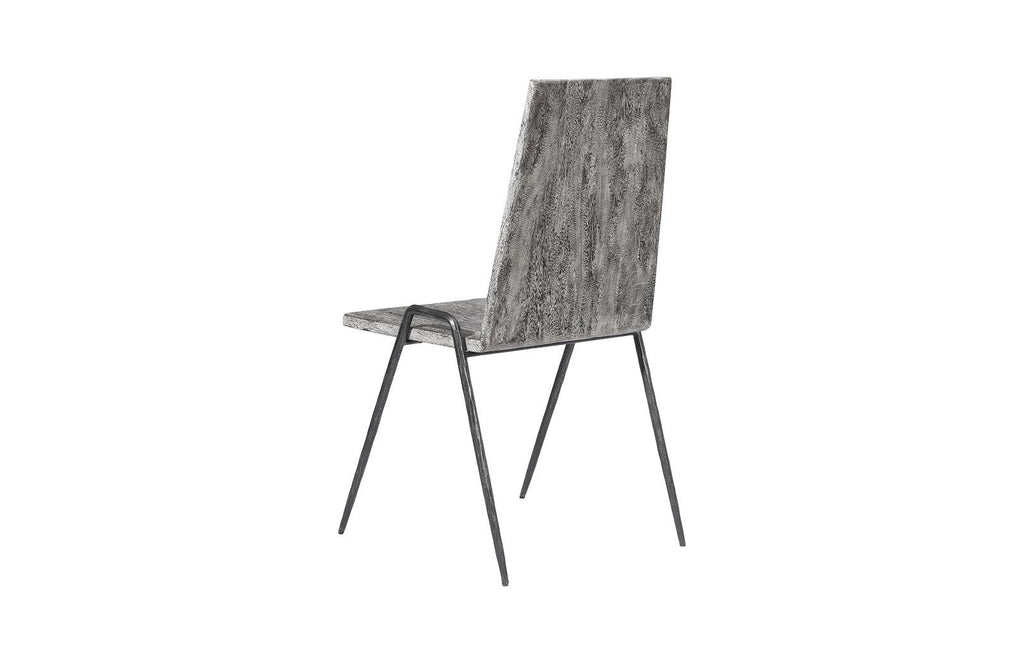 Forged Leg Dining Chair, Chamcha Wood, Gray Stone Finish, Metal