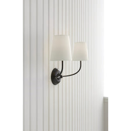 Vendome Double Sconce Bronze With Linen Shade