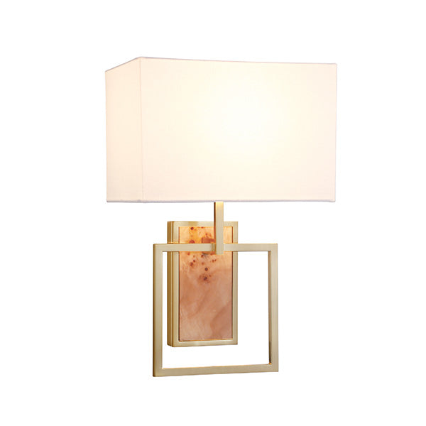 Flushmount Sconce With Rectangular Burl Wood Backplate