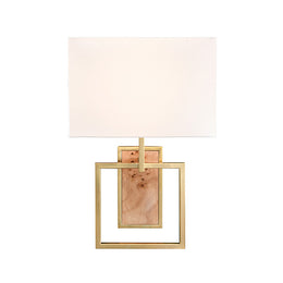 Flushmount Sconce With Rectangular Burl Wood Backplate