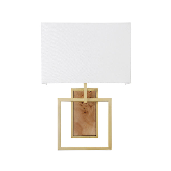 Flushmount Sconce With Rectangular Burl Wood Backplate