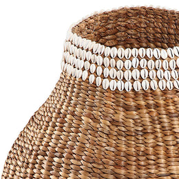 Danyl Hand Woven Water Hyacinth and Cone Shell Belly Basket