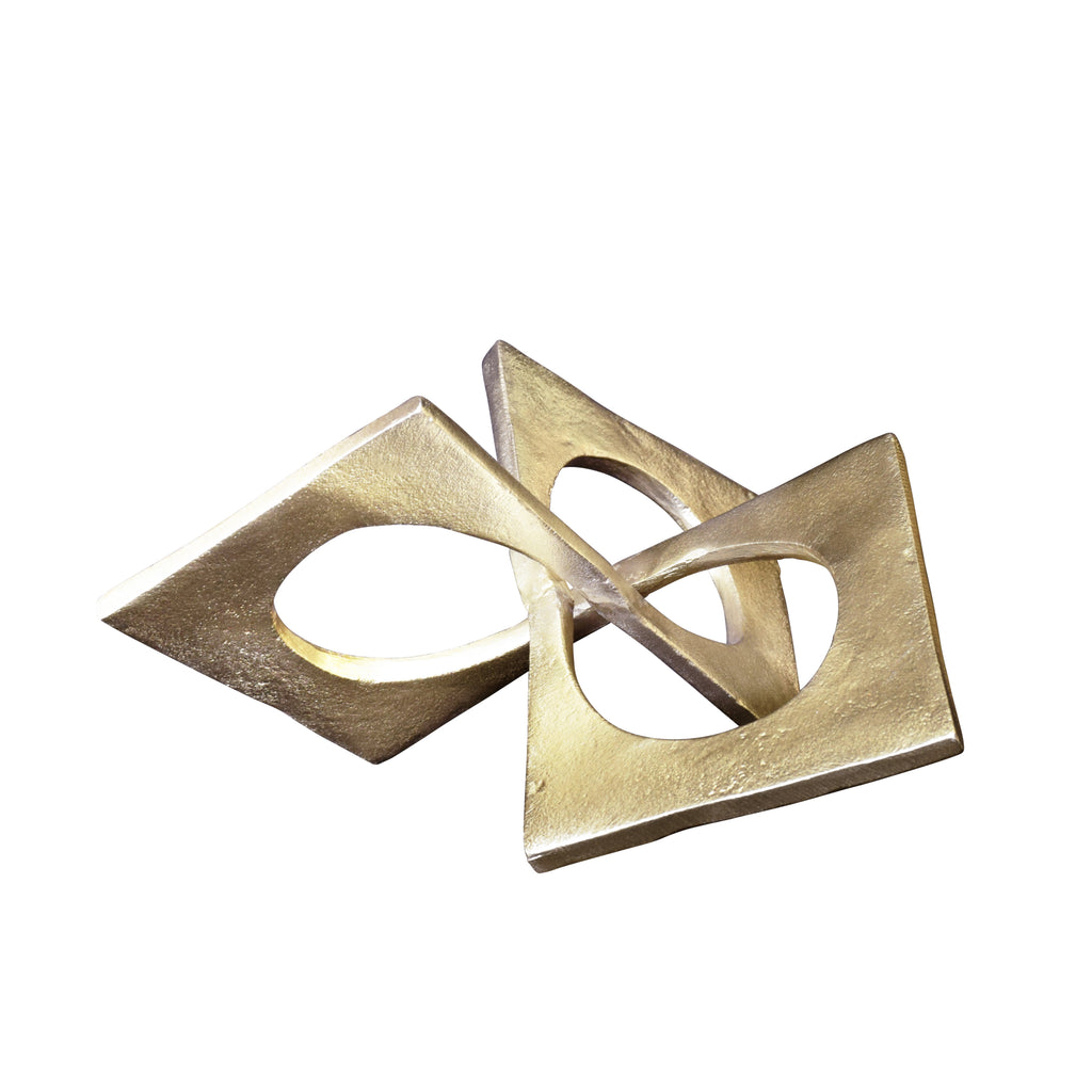 Twisted Metal Sculpture In Textured Antique Brass