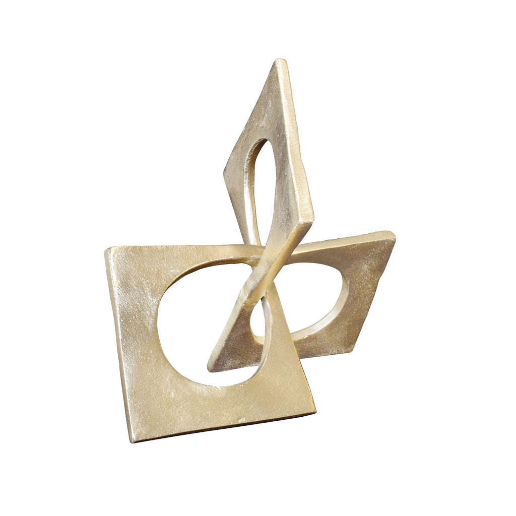 Twisted Metal Sculpture In Textured Antique Brass