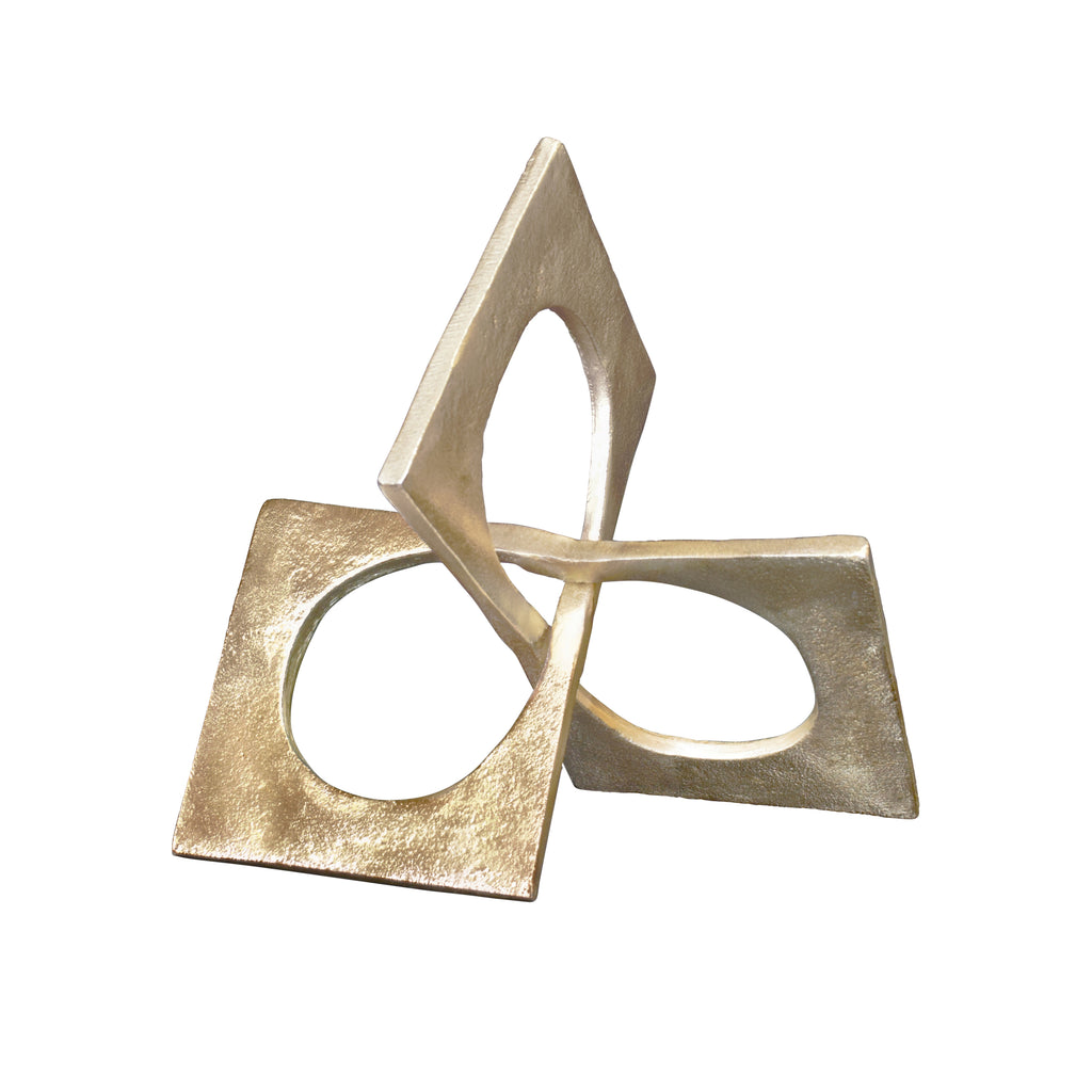 Twisted Metal Sculpture In Textured Antique Brass