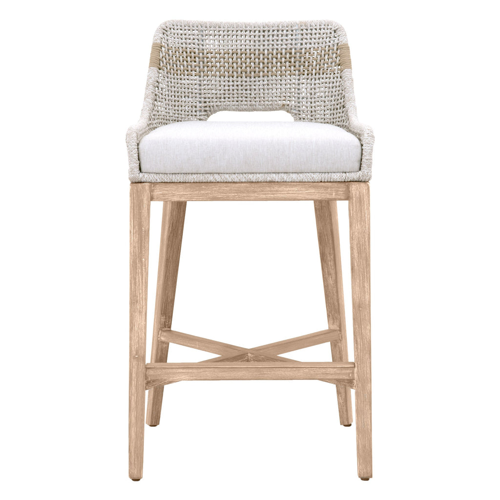 Tapestry Barstool, Taupe and White Flat Rope