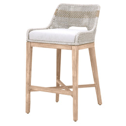 Tapestry Barstool, Taupe and White Flat Rope