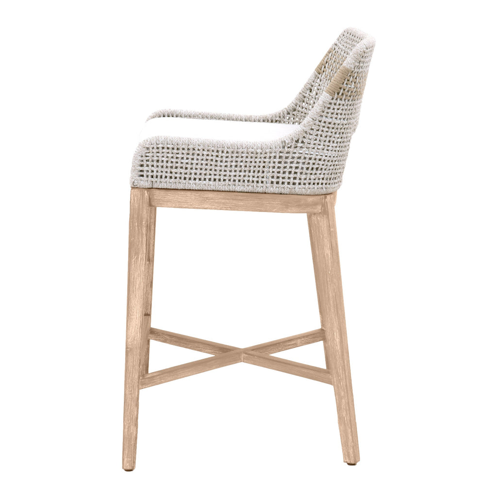 Tapestry Barstool, Taupe and White Flat Rope