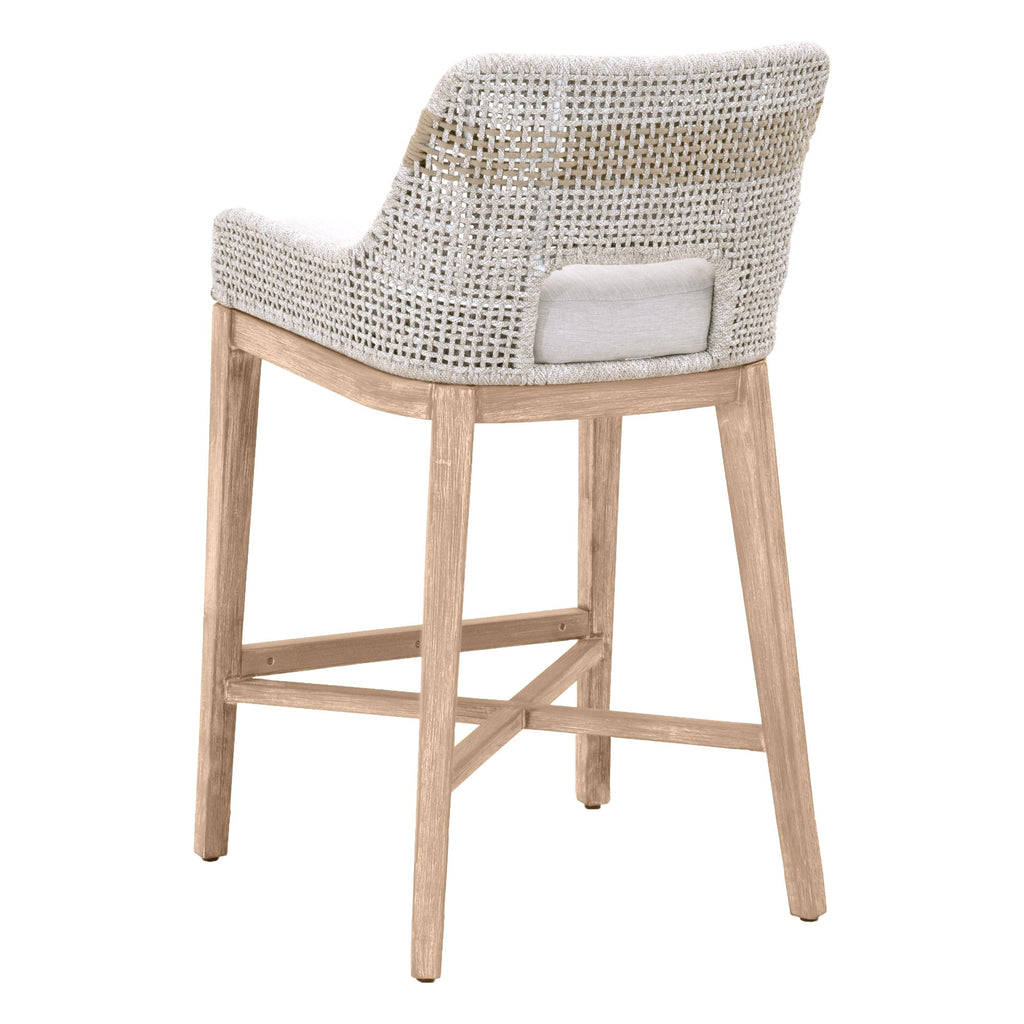 Tapestry Barstool, Taupe and White Flat Rope