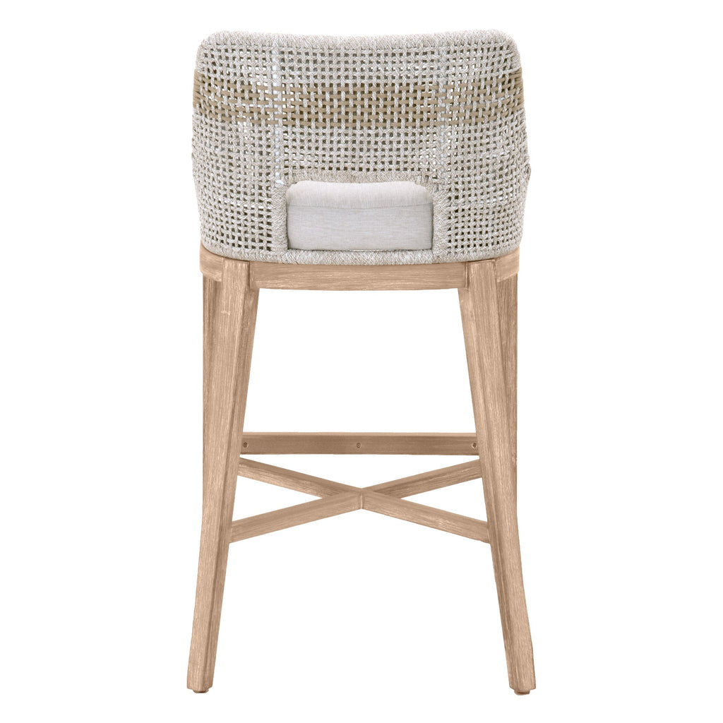 Tapestry Barstool, Taupe and White Flat Rope