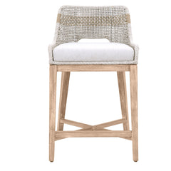 Tapestry Counter Stool, Taupe and White Flat Rope