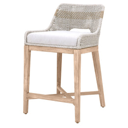 Tapestry Counter Stool, Taupe and White Flat Rope