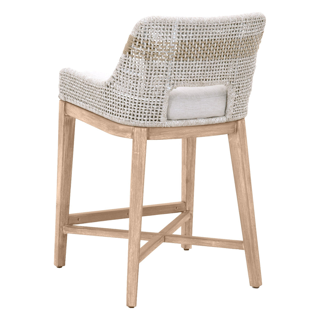 Tapestry Counter Stool, Taupe and White Flat Rope