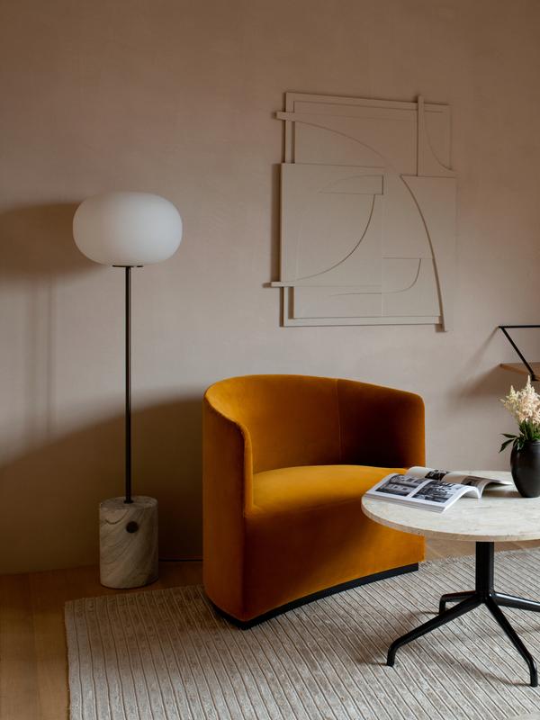 JWDA Floor Lamp, White Marble, Bronzed Brass