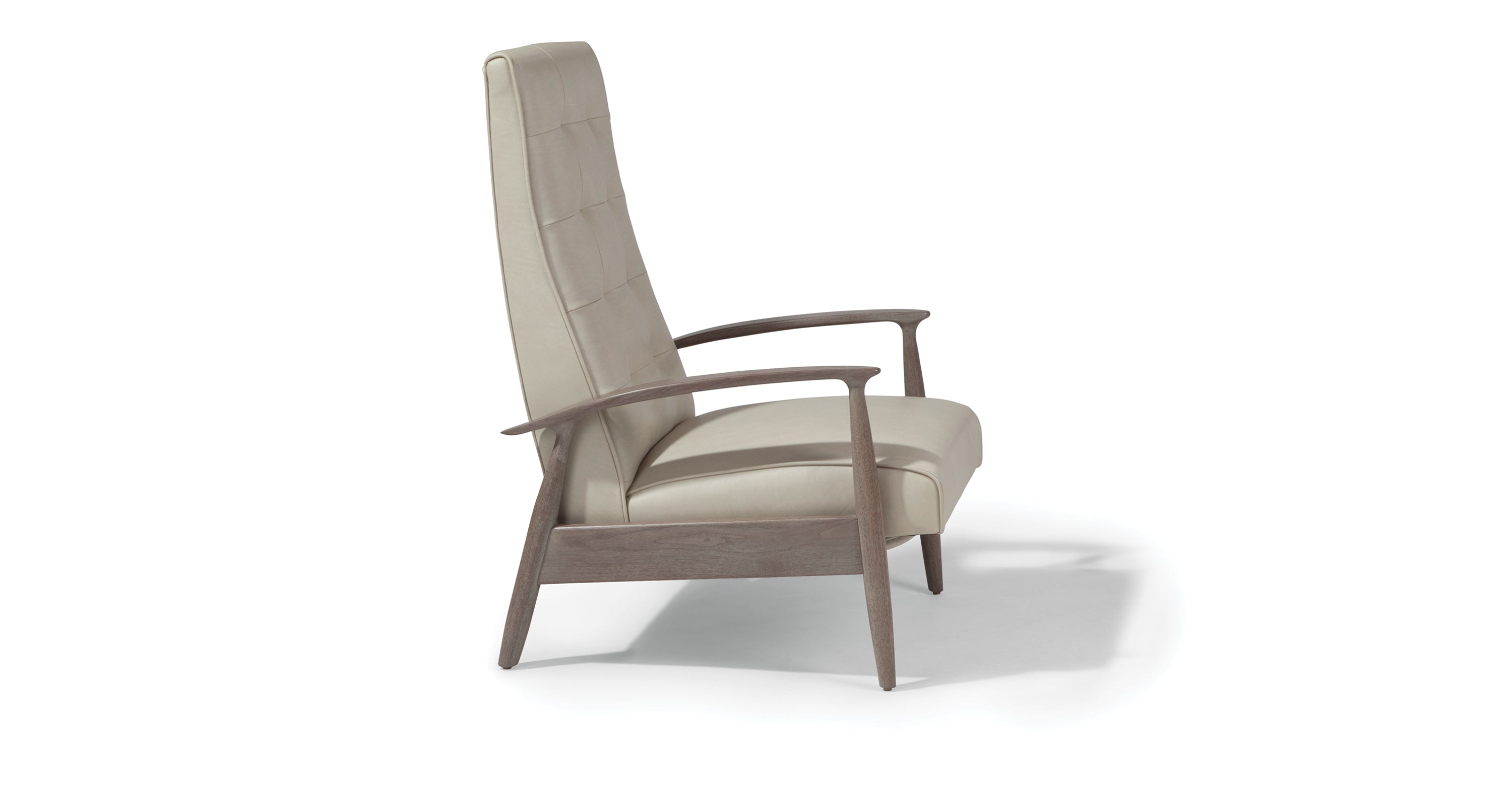 Tighten Up Recliner In Gray Leather With Gray Walnut Frame