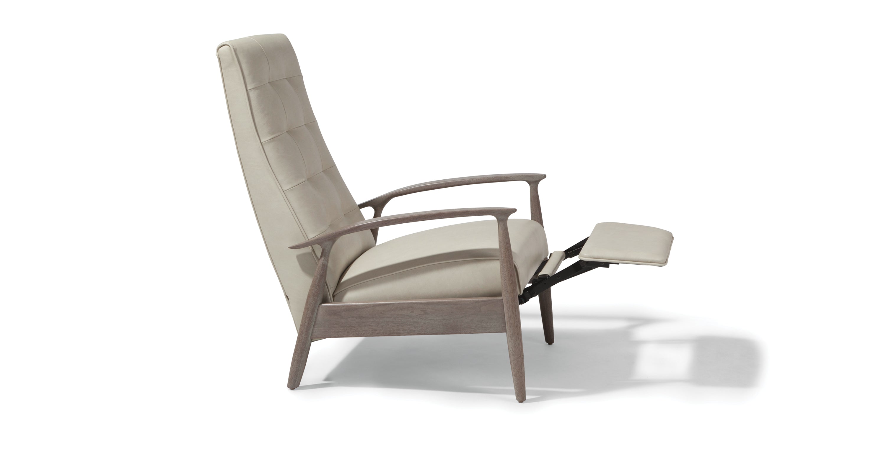 Tighten Up Recliner In Gray Leather With Gray Walnut Frame