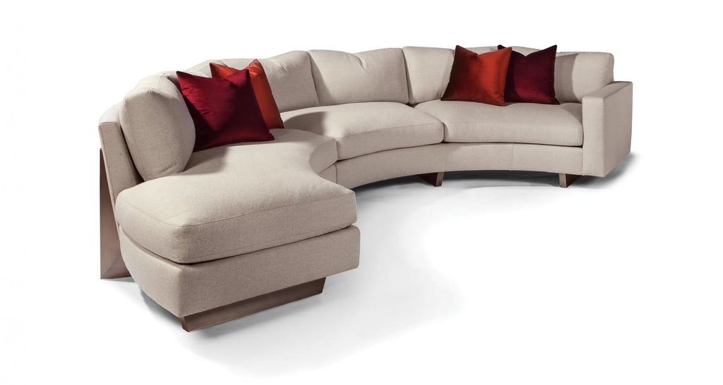 Toasted Clip Sectional In White Fabric With Brushed Bronze Base