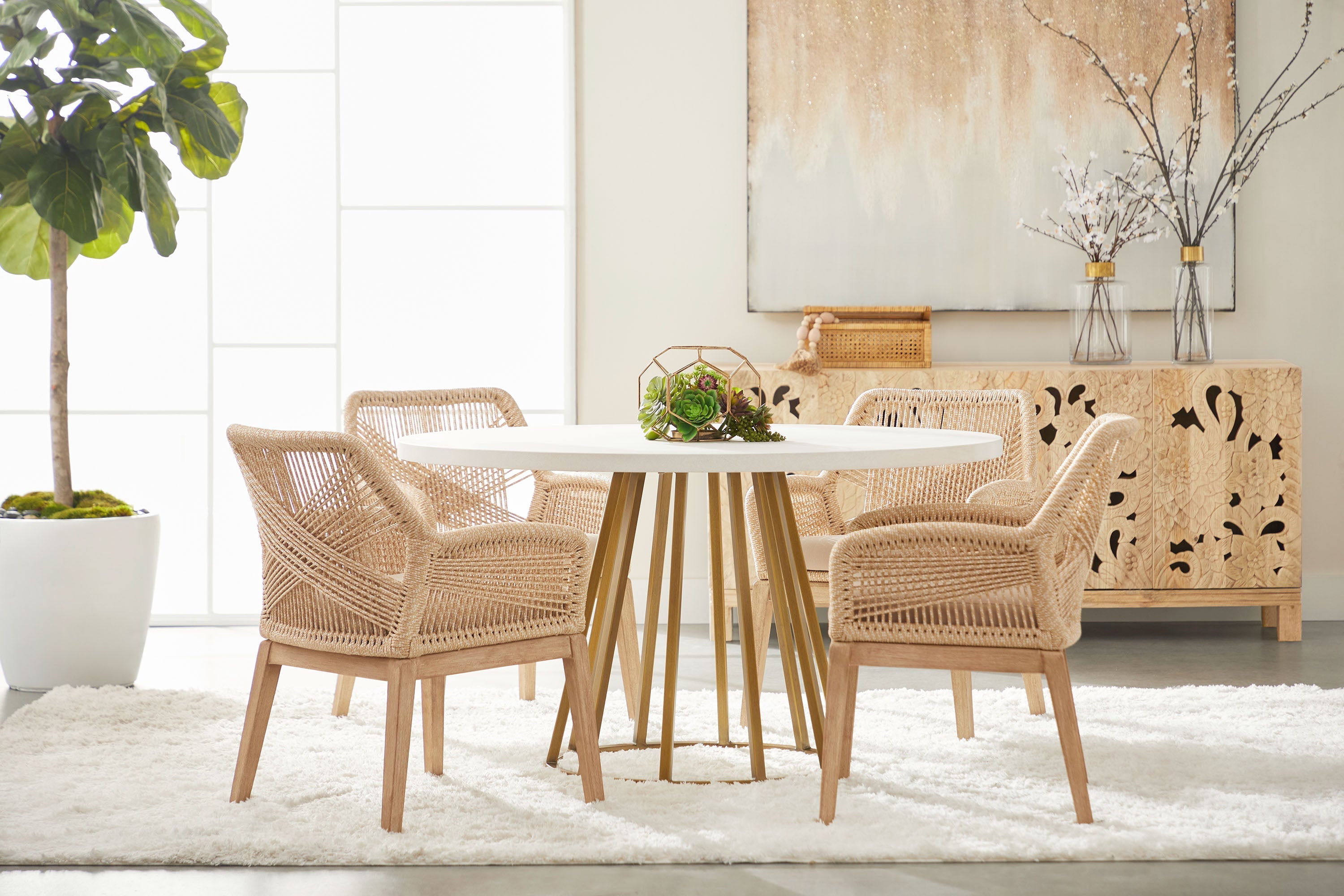Turino Round Dining Table Base, Brushed Gold