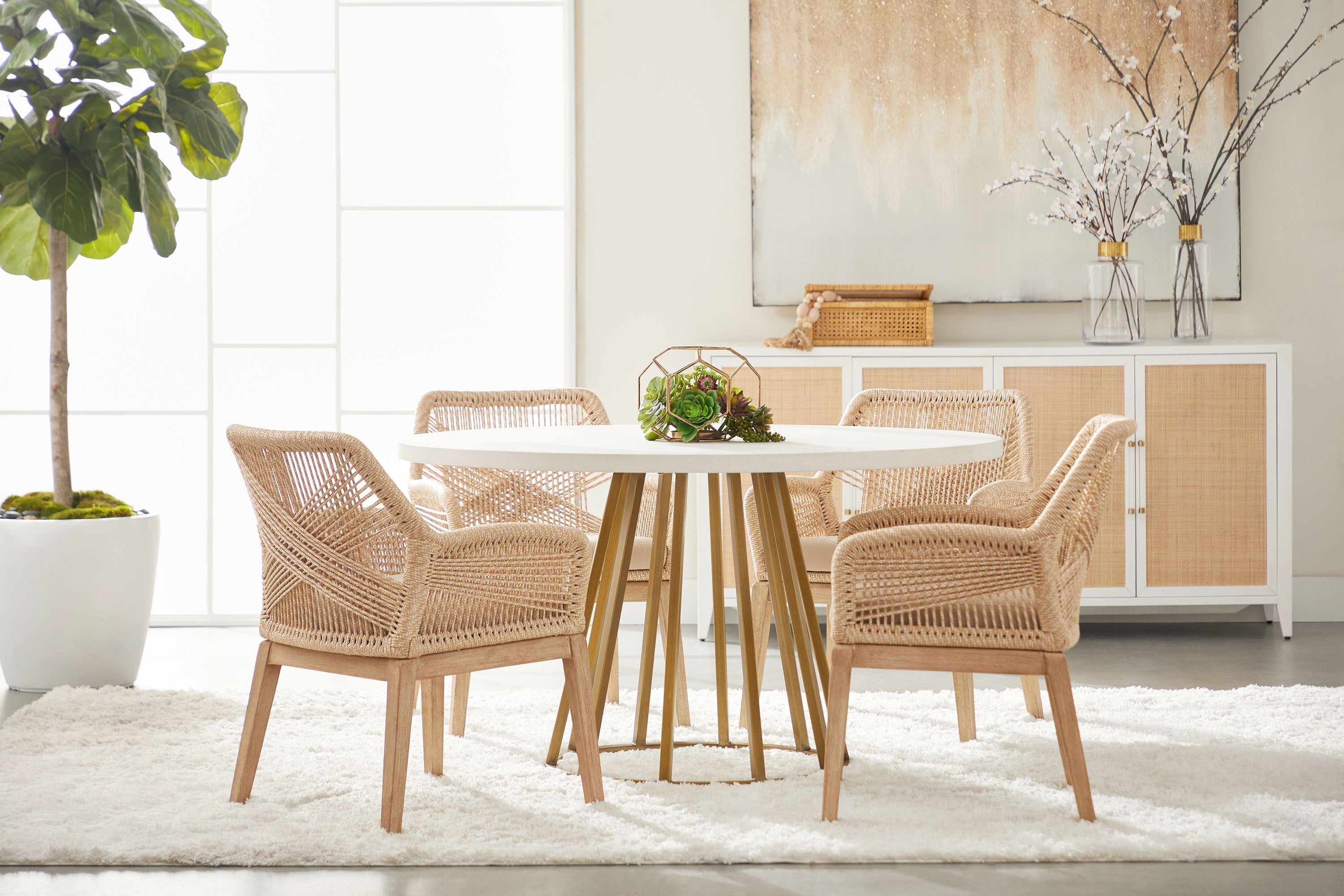 Turino Round Dining Table Base, Brushed Gold