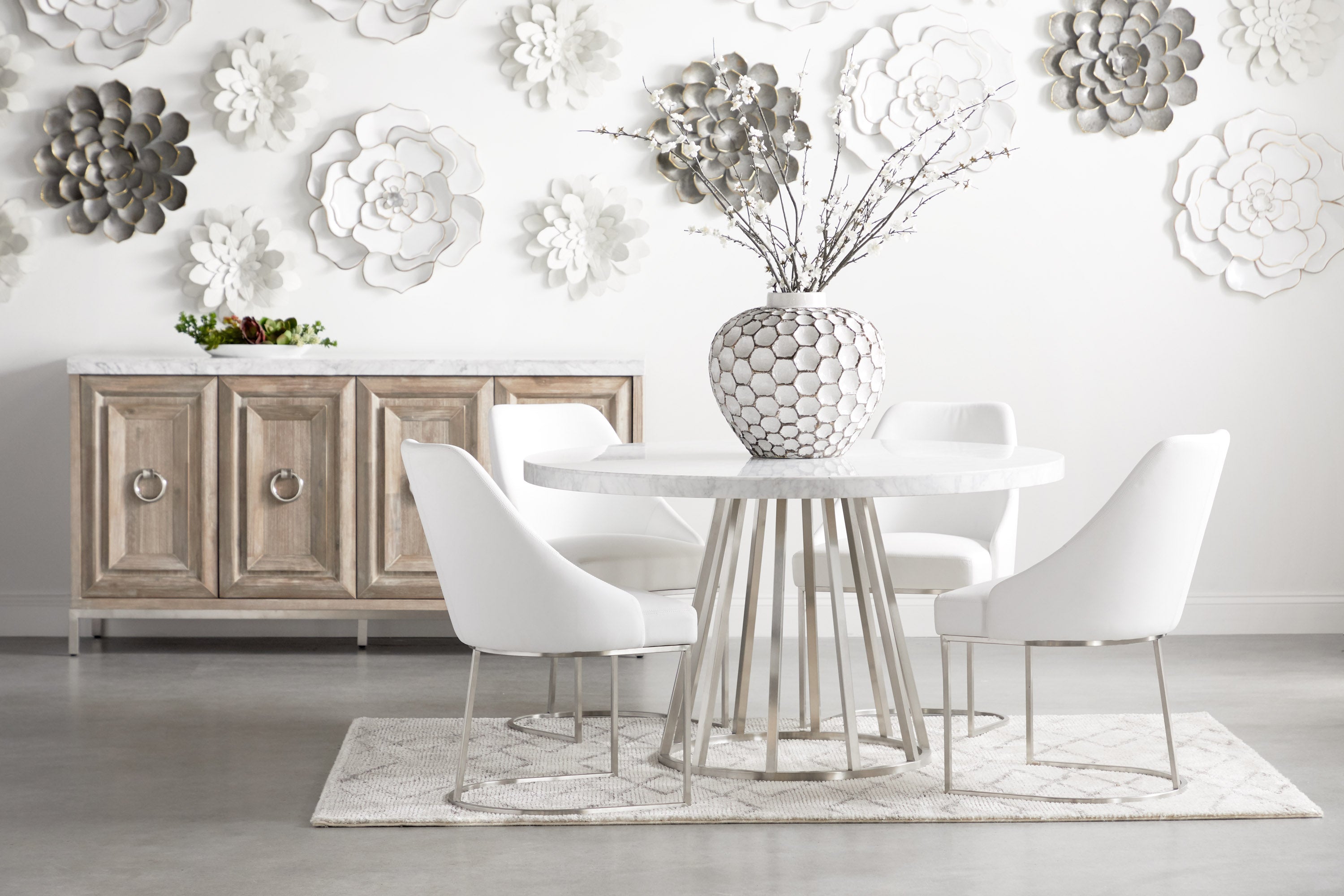 Turino Round Dining Table Base, Brushed Stainless Steel