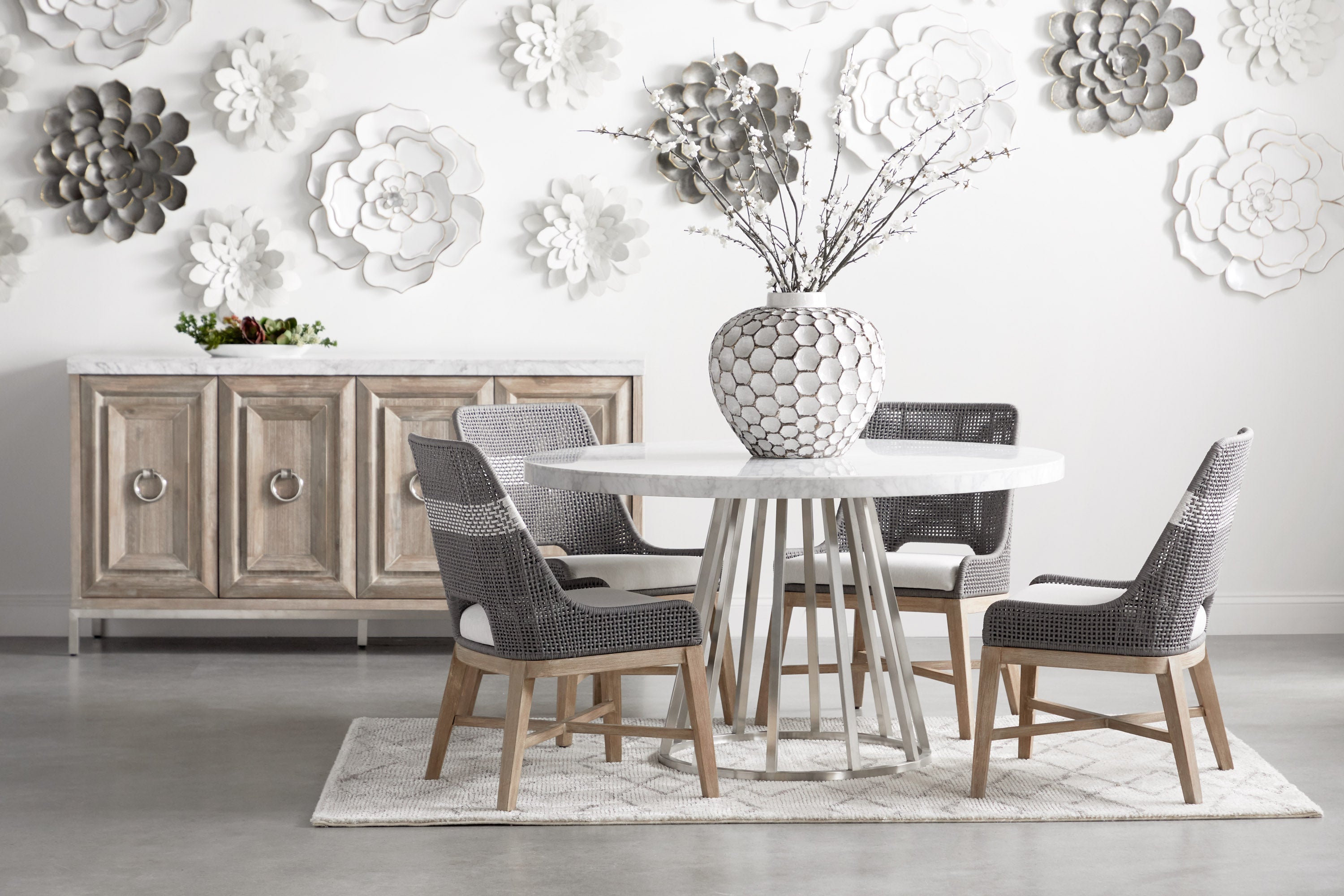 Turino Round Dining Table Base, Brushed Stainless Steel