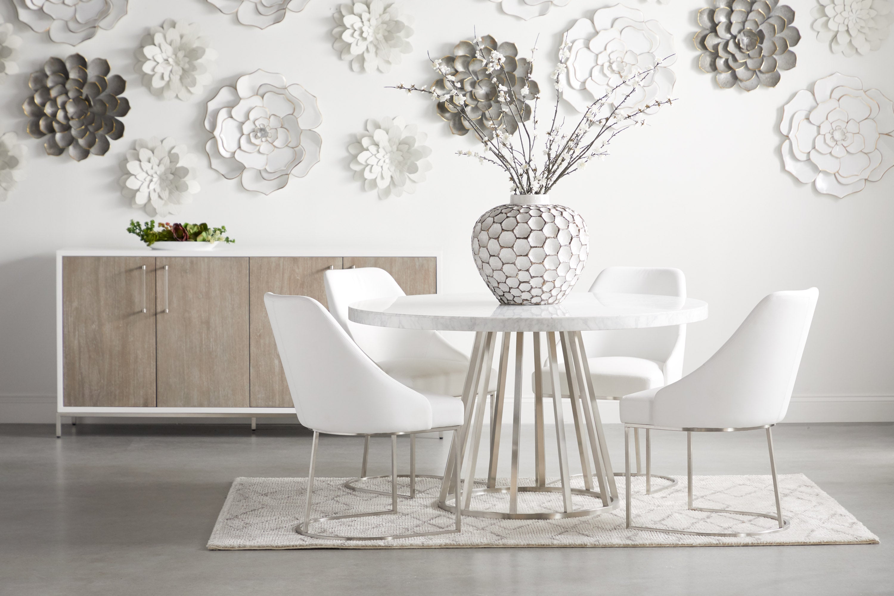 Turino Round Dining Table Base, Brushed Stainless Steel