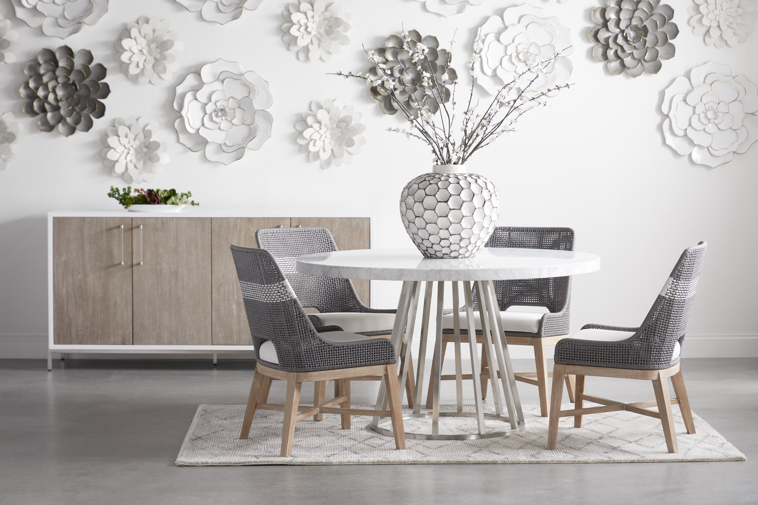 Turino Round Dining Table Base, Brushed Stainless Steel