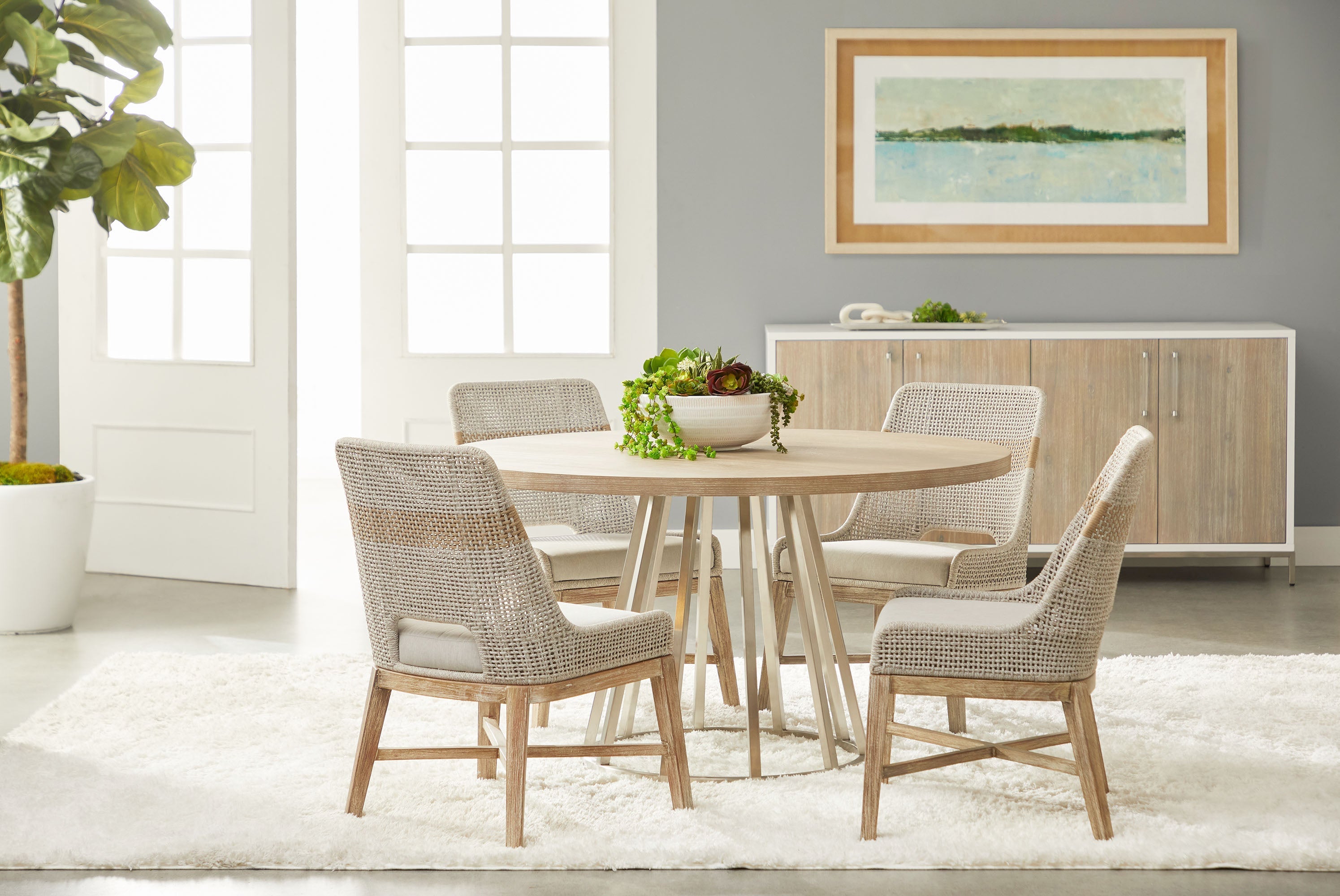 Turino Round Dining Table Base, Brushed Stainless Steel