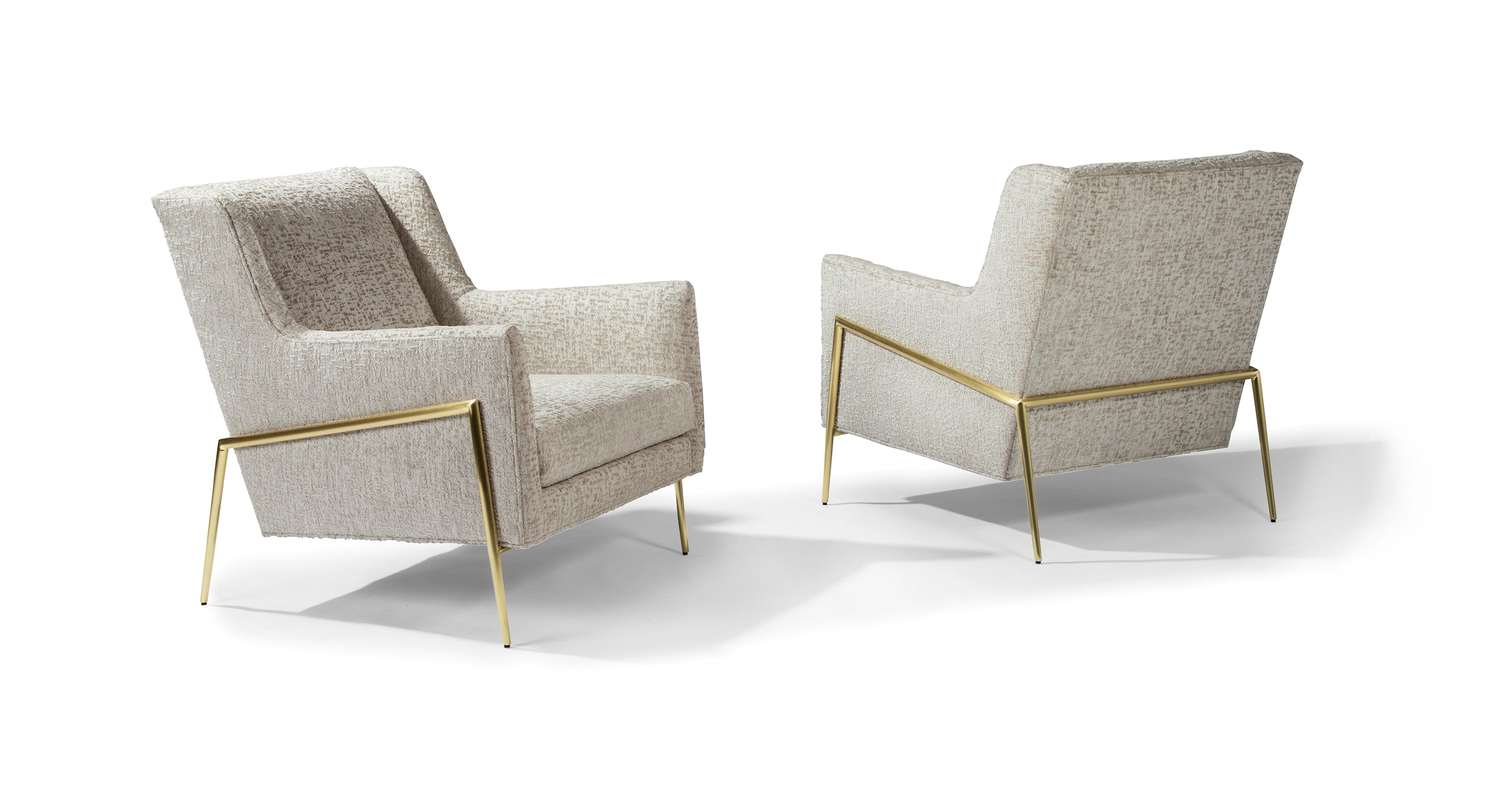 Twiggy Lounge Chair In Beige Fabric With Satin Brass Frame