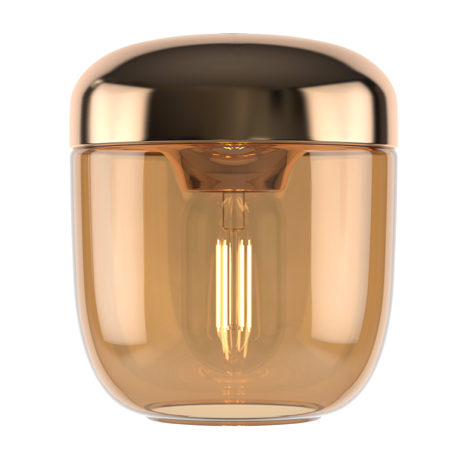Acorn Amber Brass Lamp Shade