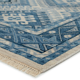 Artemis by Jaipur Living Hobbs Hand-Knotted Geometric Blue/ Light Gray Area Rug