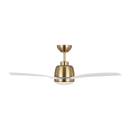 Avila 44 LED Ceiling Fan in Satin Brass with Matte White Blades and Light Kit