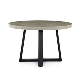 Cyrus Outdoor Round Dining Table, Light Grey