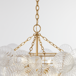 Talia Large Chandelier - Gild and Clear Swirled Glass