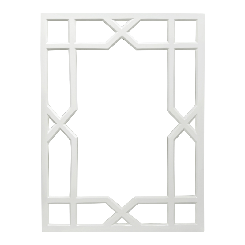 White Lacquer Trellis Mirror