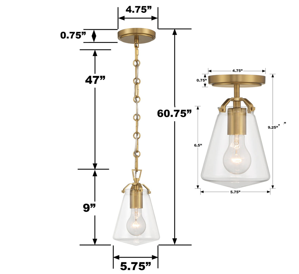 Voss 1 Light Semi Flush