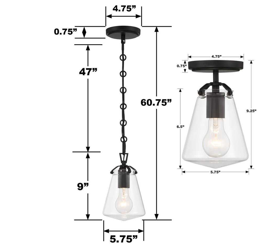 Voss 1 Light Semi Flush