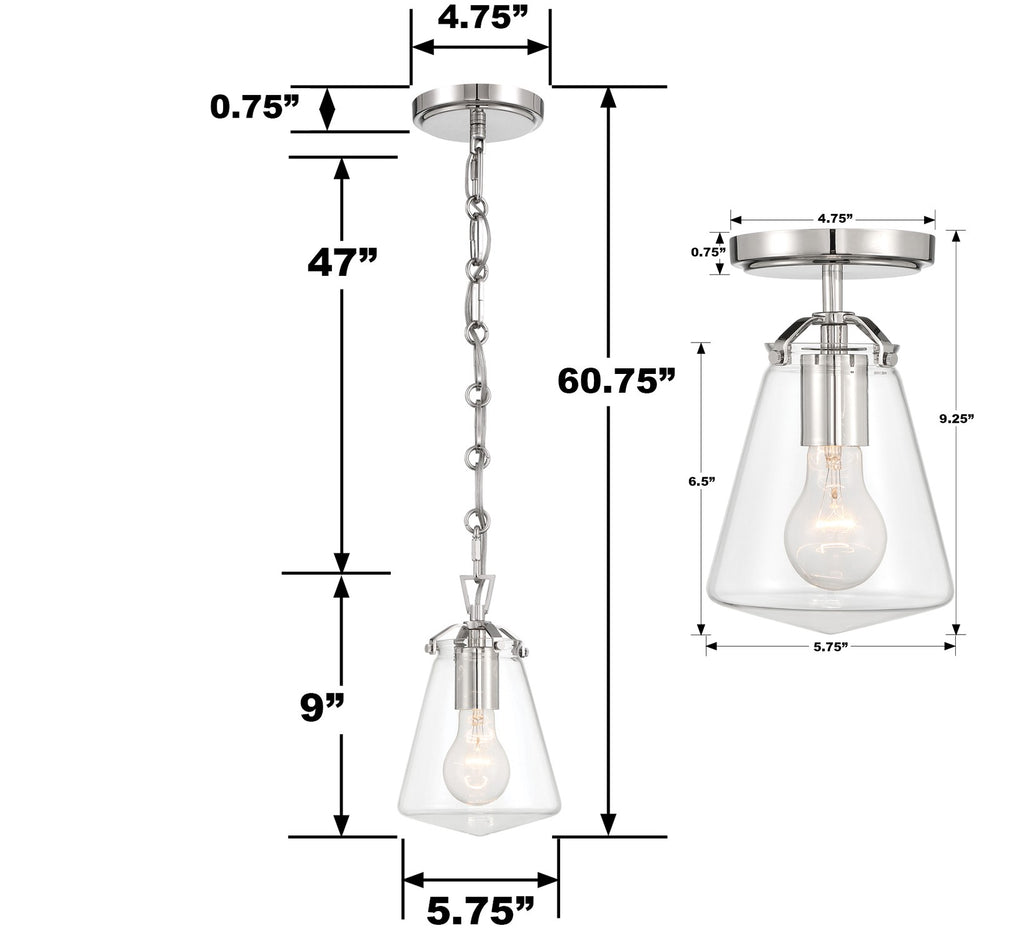 Voss 1 Light Semi Flush