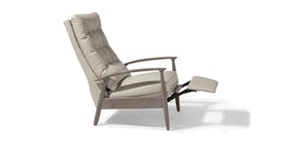 Viceroy Recliner In Beige Leather With Gray Walnut Frame