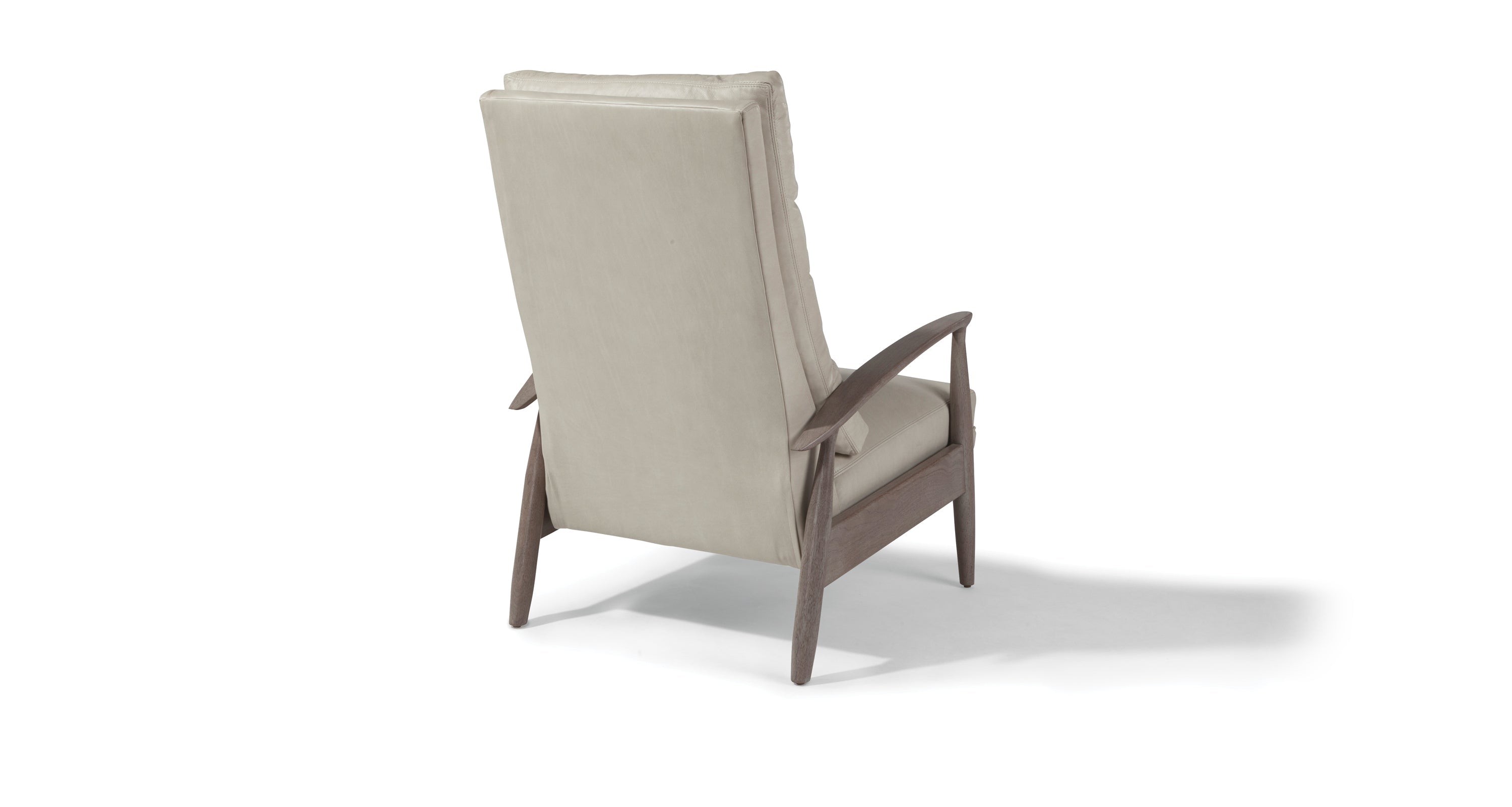 Viceroy Recliner In Beige Leather With Gray Walnut Frame