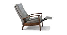 Viceroy Recliner In Gray Crypton Performance Fabric With Natural Walnut Frame