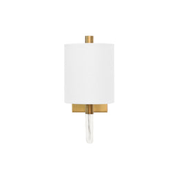 Sconce With Acrylic Neck And White Shade In Antique Brass