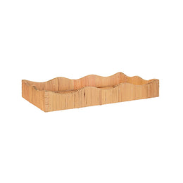 Small Rectangle Scalloped Edge Tray In Rattan