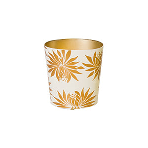 Gold And Cream Floral Wastebasket