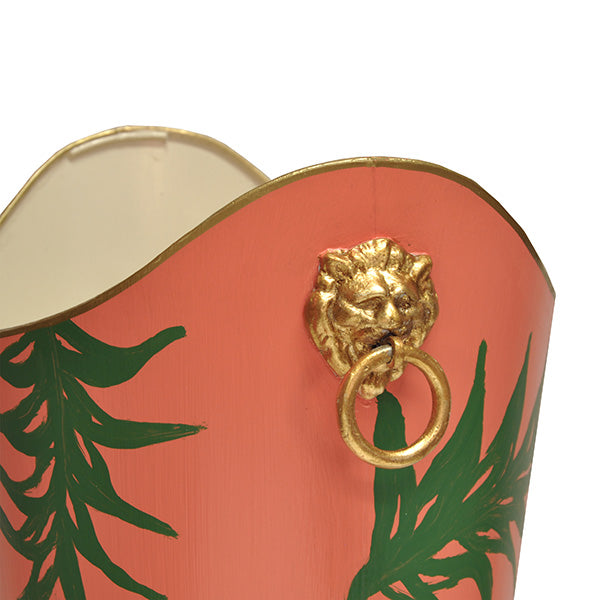 Oval Wastebasket With Lion Handles